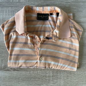 Bobby Jones Collection Golf Shirt Mens Large Heritage Silk Made in Italy Orange